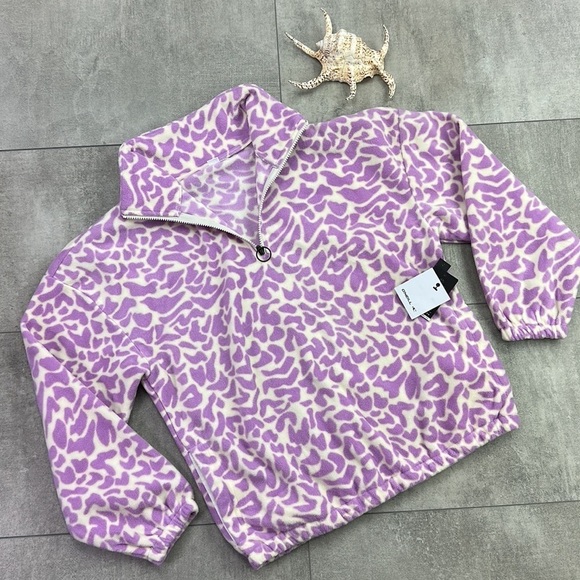 🔆 O'Neill🔆 Womens Sierra Fleece Top jacket cozy warm zip cheetah - Picture 6 of 16